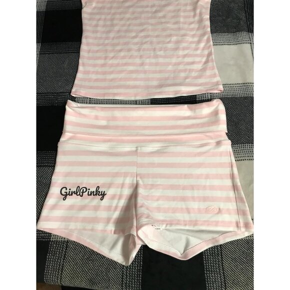 VS PINK BY FRANKIE’S JADE COTTON TANK & BROOKLYN SHORTS SET PEONY STRIPE LARGE - Picture 5 of 6